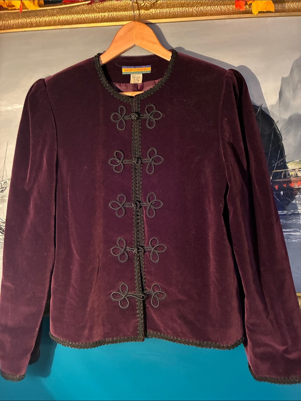 Vintage Bryn Connelly Plum Velvet Band Jacket - Size 12